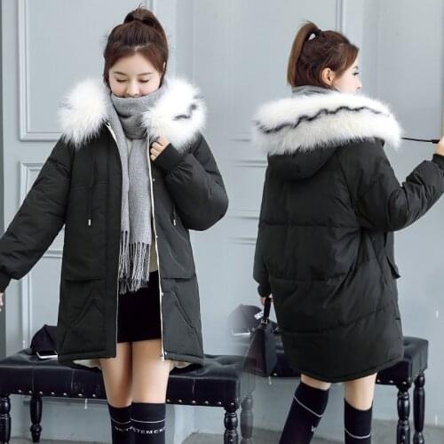 Winter Jackets for Women Long Big Faux Fur Collar Coats 2019 Hooded Parkas Female Cotton Wadded Jacket Warm Outwear R1095
