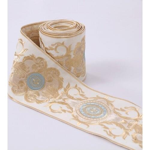 1M Polyester Embroidered Webbing Collar Lace Ribbonstrimmings Sewing Clothes Curtains Accessories Christmas Art Craft