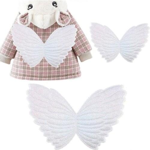 1Pc White Angel Wing Appliques Single Sided Glitter Powders Fairy Wing Patches DIY Bowknot Bow Tie Decor