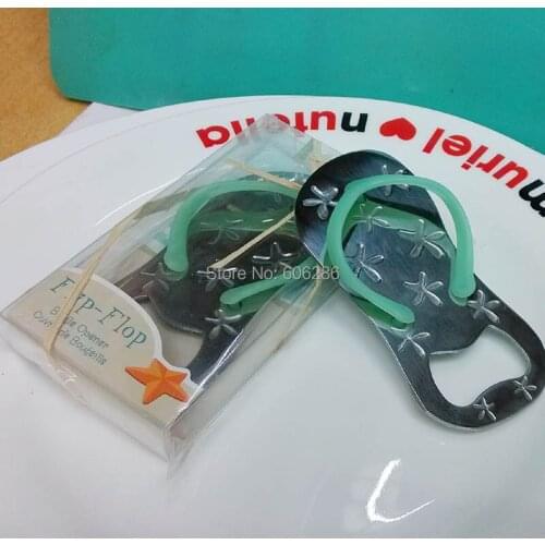 150pcs/lot Wholesale Festive Party Supplies Flip Flop Metal Starfish Beer bottle opener Slipper Beach Wedding Events