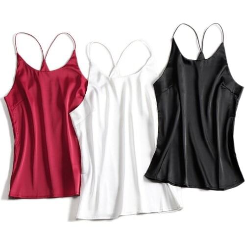 2021 Spaghetti Strap Top Women Halter Backless Sexy White Cami Sleeveless Satin Silk Tank Tops WomenS Summer Camisole Plus Size