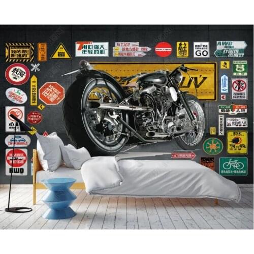 3d wallpaper custom photo mural Retro motorcycle road sign home decor 3d wall murals wallpaper in the living room