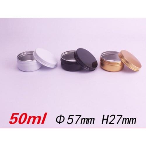 50g 50ml Aluminum Jar Gold Black White Cosmetic Cream Packing Tin Metal Container Aromatherapy Wax Storage Pot Screw Lid SN039