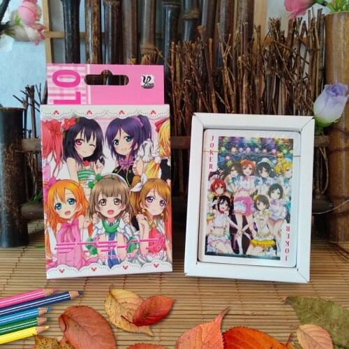 54pcs cards Anime cartoon Poker toy LOVELIVE Cosplay Board Game Cards Hardcover poker toy gift with box