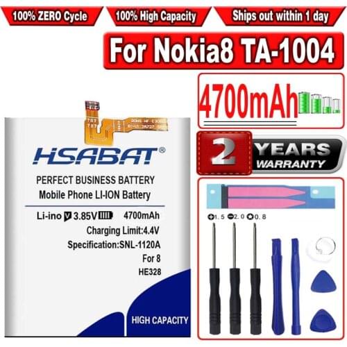 HSABAT 4700mAh HE328 High Capacity Battery for Nokia 8 Nokia8 TA-1004 N8 H 328 Smart Phone