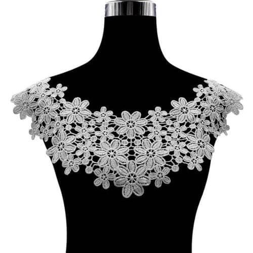 White Lace Fabic Embroidered Applique Neckline for Lace Fabric Sewing Supplies Scrapbooking DIY Dresses