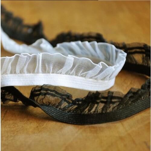 Free Shipment 10 Meters High Quality 2.2CM 2 Colors Elastic Lace Trim Applique Sewing Craft DIY Dress Decoration