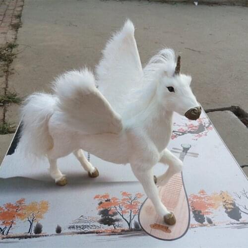 Big simulation unicorn toy resin&fur white wings unicorn doll gift about 32x34x28cm 1205