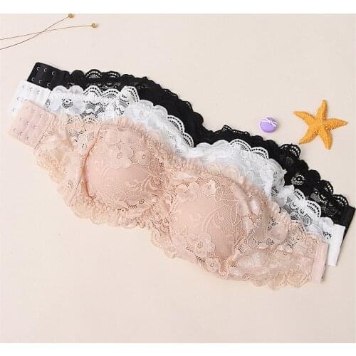Sexy Summer Women Strapless Bra Lace Tube Top Bandeau Crop Tank Seamless Padded Underwear AIC88