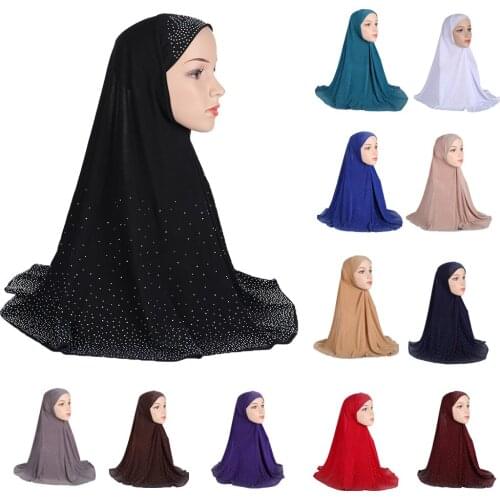 One Piece Amira Hijab Scarf Pull On Instant Headscarf Ready To Wear Head Wrap Prayer Hat Plain Sequins Shawl Niqab Full Cover