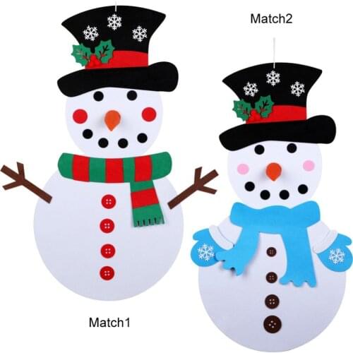 DIY Felt Christmas Snowman with Ornaments Fake Christmas Year Tree Toys Decoration New Party Christmas Kids