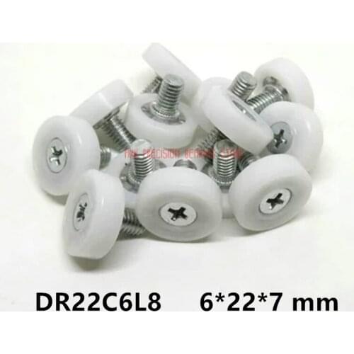 DR22C6L8 Screw Pulley Bearing 6*22*7 mm ( 2 PCS ) Doors and Windows Roller Mute Wheel POM 636 M6*8 Plastic Covered Bearings