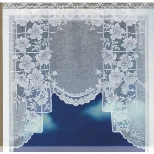 Enipate European White Translucent Coffee Curtain Warp Knitted Curtains Kitchen Tulle Lace Sheer Jacquard Curtains
