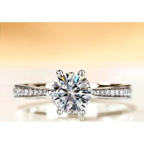 14K White Gold Ring Engagement Moissanite Jewerly Classic 6 claws Anniversary Gift Engagement ring Romantic moissanite Jewelry