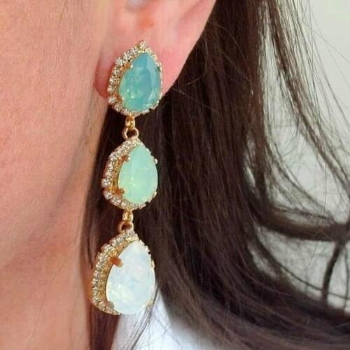 Korean Fashion Milangirl Elegant Crystal White Zirconia Long Trassel Water Drop Earrings for Women Party Banquet Jewelry