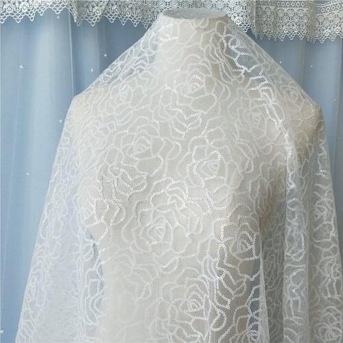 Sequins lace fabric Rose shape lace for dress
