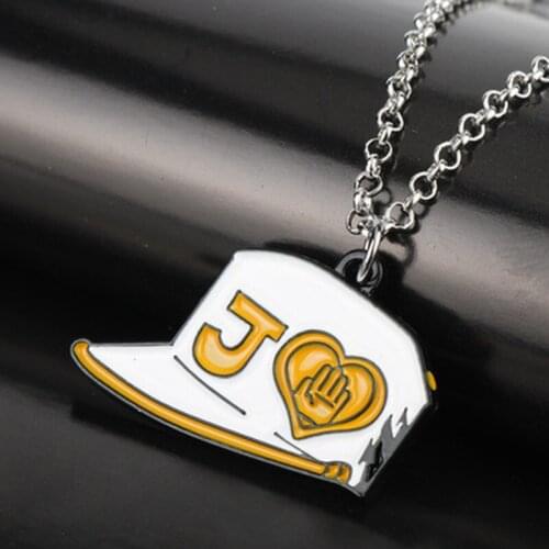 Anime JOJOS BIZARRE ADVENTURE Keyring Necklace Kujo Jotaro Hat Cap Shovel Rope Chain Pendant Metal Higashikata Josuke Jewelry