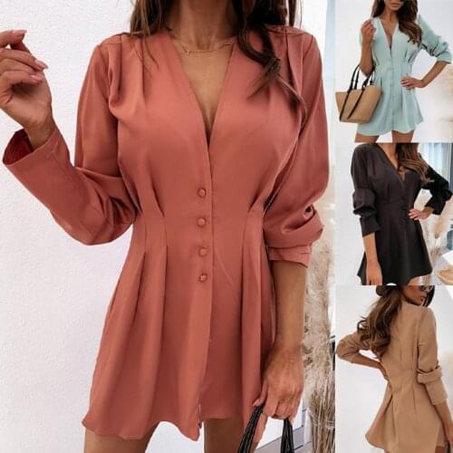 Bigsweety Fashion Womens Summer Ladies Long Sleeve Loose Blouse Casual Shirt Dress Tunic Summer Tops V Neck Button Down Top