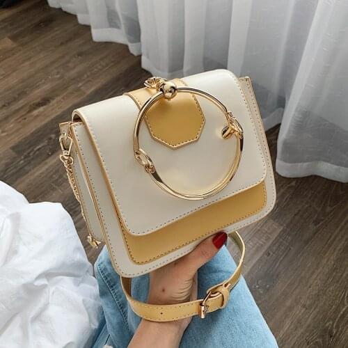 Fashion Circle Metal Handle Handbags Women Crossbody Bags 2021 High Qualty Clutch Ladies Shoulder Messenger Bag Female Purses