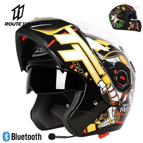 YOAI 4 Seasons Motocross Helmet Double Lens With Bluetooth Motorcycle Riding Helmet Capacete Casco Moto MOTO Full Face Helmet