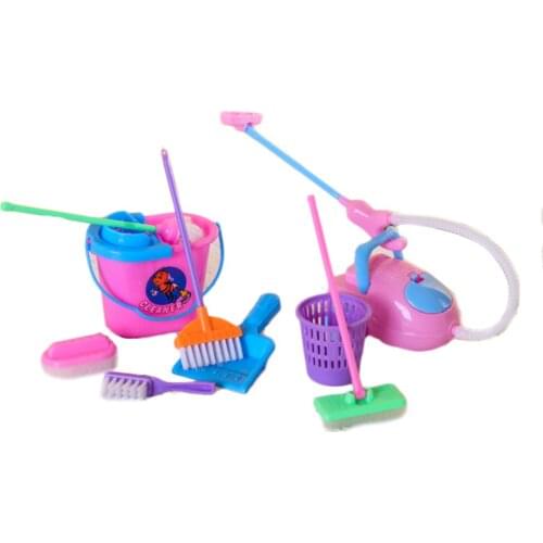 9Pcs/Set Girl House Dolls Furniture Cleaning Kit Set Home Furnishing Funny Vacuum Cleaner Mop Broom Tools Pretend Play Toys #20