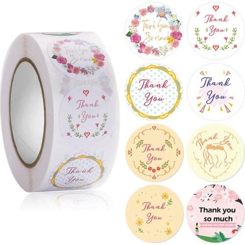 Flowers Thank You Sticker Labels Reward Scrapbooking Birthday Stickers Wedding Party Decor Envelope Seals Stickers Stationery
