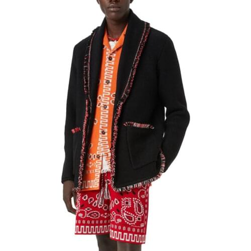 New arrival spring autumn 2021 men/womens high quality demin patchwork cashmere cardigans coat top C451