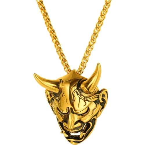 4 Style Gothic Horn Evil Devil Demon Skull Pendant Necklace Stainless Steel The Eyes Of Horus Hip Hop Necklace Jewelry For Men