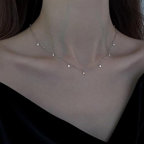 Cute Geometric Round Choker Necklace Fashion Elegant Minimalist Wafer Tassel Clavicle Chain Necklace Women Jewelry Gift