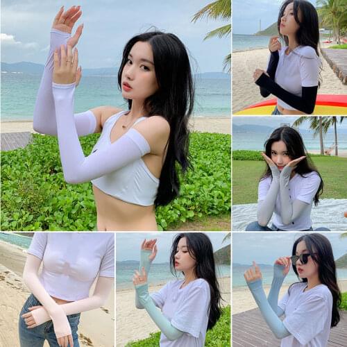 2Pcs Sport Arm Sleeves Summer Ice Silk Sunscreen Unisex Uv Sun Protect Anti-Slip Sleeve Men Women Gloves Outdoor Driving