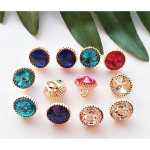 10pcs/lot Artificial Crystal Button Sewing-On One-Hole Metal Buttons For Clothes Bag Fashion Craft DIY Decoration Beautiful 10mm