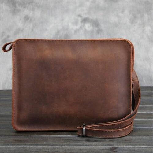 Luxury Brand Crazy Horse Leather Briefcases Man Bag Vintage Multifunction Ipad Bag Business Mens Messenger Shoulder Handbag Bag