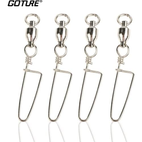 Goture 100pcs/lot Fishing Ball Bearing Swivel With Coastlock Snap Stainless Fishing Accessories Lure Hook Connector