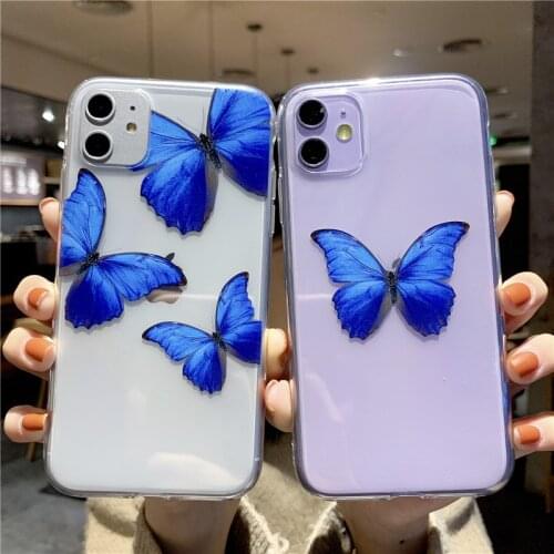 Ottwn Clear Silicone Phone Case For iPhone 11 Pro Max XS Max XR X 7 8 6 6s Plus 5 5S SE Beautiful Butterfly Soft TPU Back Cover