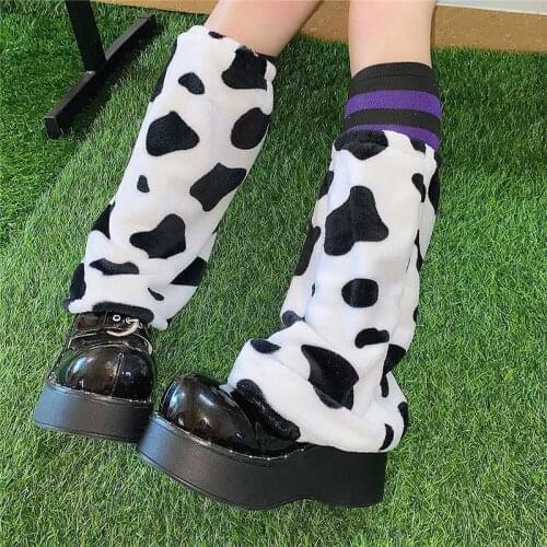 White Lovely Women Student Leg-warmer 2020 Autumn Winter Lady Cute Lolita Mid-calf Villus Socks jk Hipster Warm Drawstring Sock