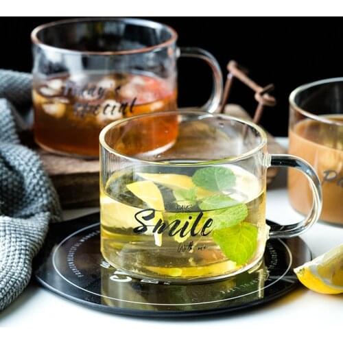 Letter Glass Mug With Handle Drinkware Couple Creative Mug Christmas Gift Morning Milk Juice Tea Coffee Cup With Handel