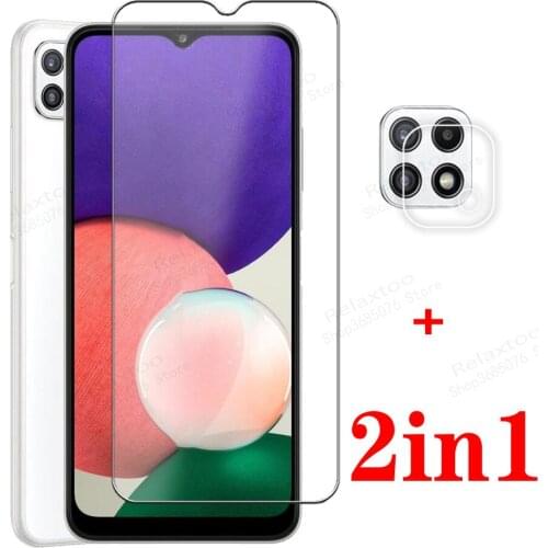 2in1 protective glass For Samsung Galaxy A22 5G case glass galaxy a22 a 22 22a tempered glass samsun gakxi a22 2021 phone cover
