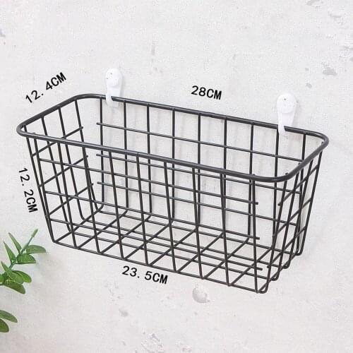 Iron Kitchen hanging basket Household desktop Art storage basket bathroom storage box Sundries Wall Organizer Rack +suction cup