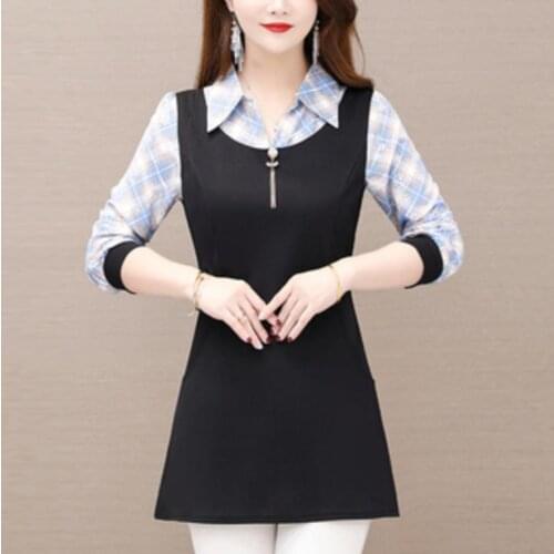 Women blusas Hollow Out Blouse Patchwork Long Sleeve black Office Ladies Blouses 2021 autumn Casual Female Tops