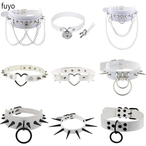 Bells PU Leather Vintage Gothic Heart Leather Choker Round Collar Necklace For Women Punk Party Statement Jewelry