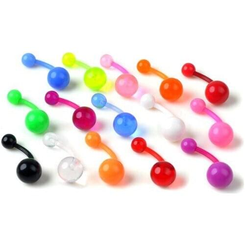 10PCS Lots FLEXIBLE Navel Bar Rings Mixed Belly Button Piercing Body Jewelry