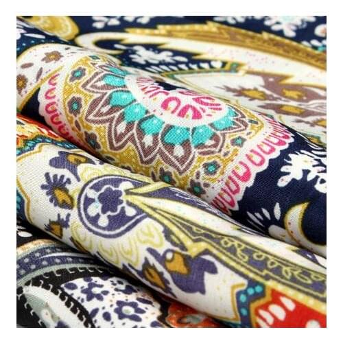 150cm*100cm Not thick opaque European style chiffon skirt dress fabric silk flower print DIY handmade fabric