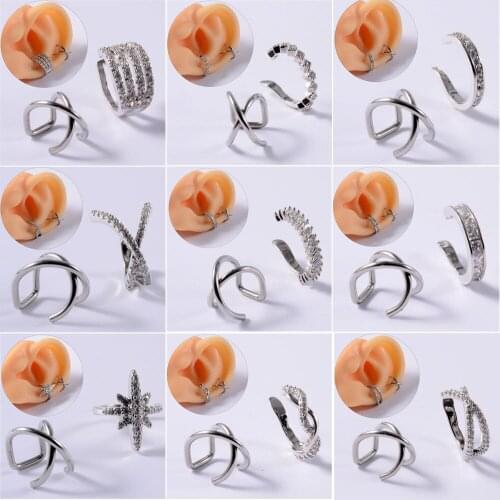 2PCS Ear Cuff Ear Helix Cartilage Conch Fake Piercing Adjustable Cz Ear Clip Non Pierced Earrings Conch Cuff body jewelry