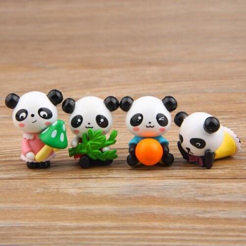 4Pcs/Set Panda PVC Doll Miniature Toy Micro Landscape Gardening Decoraiton 2-3CM