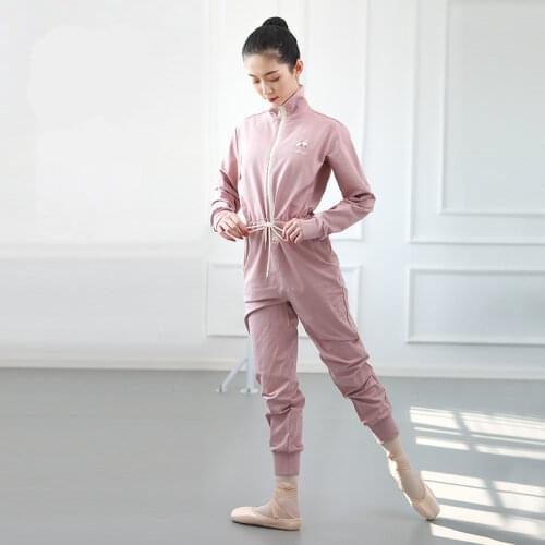 Ballet Warm-up Pants Autumn Winter Dance Jacket Adult Body Exercises Bodysuit Blue Pink Long Sleeve Overalls Women Body Top