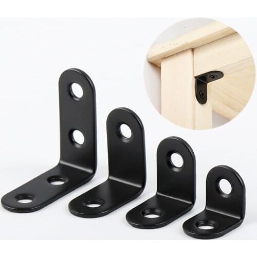 5pc/Lot Stainless Steel black Corner Bracket L Shape Fixed support floating shelf Furniture Repair fastener hardware Accessories