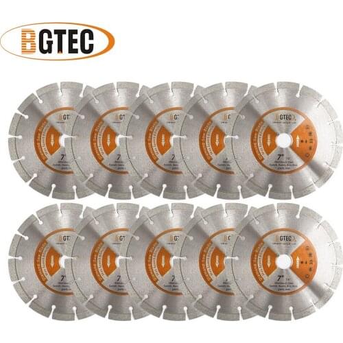 BGTEC 10pcs 180MM Diamond Hot Pressed Segmented Saw Blade Cutting Disc for Granite Marble Stone Tile Concrete