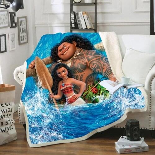 Disney Cartoon Moana Fleece Blanket Plush 3d Printed for Adults Sofa Sherpa Fleece Bedspread Wrap Throw Blanket Christmas gifts