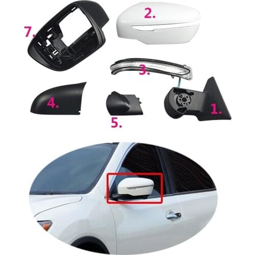 For Nissan X-Trail XTrail 2014-17 Side Rearview Mirror Glass mirror Frame Cover Lid Mirror Turn Signal Light Base Bracket