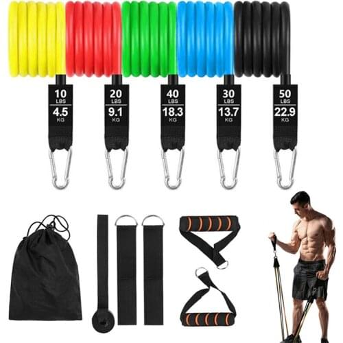 Rooxin Resistance Tube Bands Set Fitness Yoga Gym Pull Rope Exercise Home Training Expander Door Anchor With Handle Ankle Strap